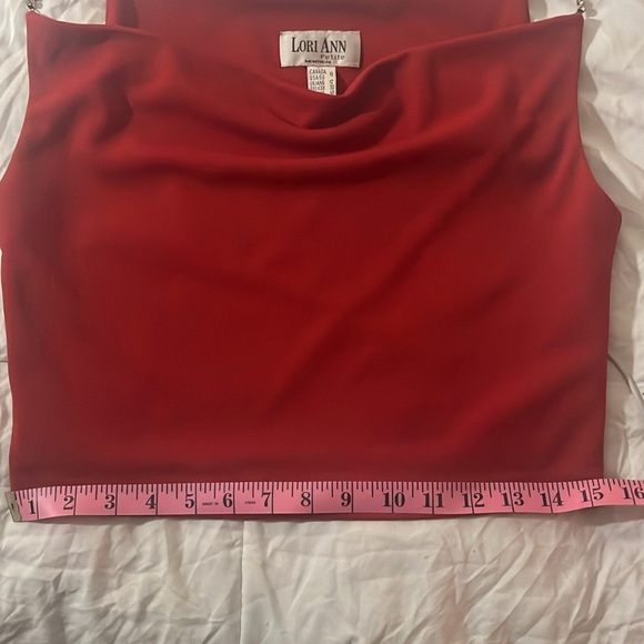 Lori Ann Petite Red Crop Top Jewel Straps Size 9/10 - Picture 13 of 13